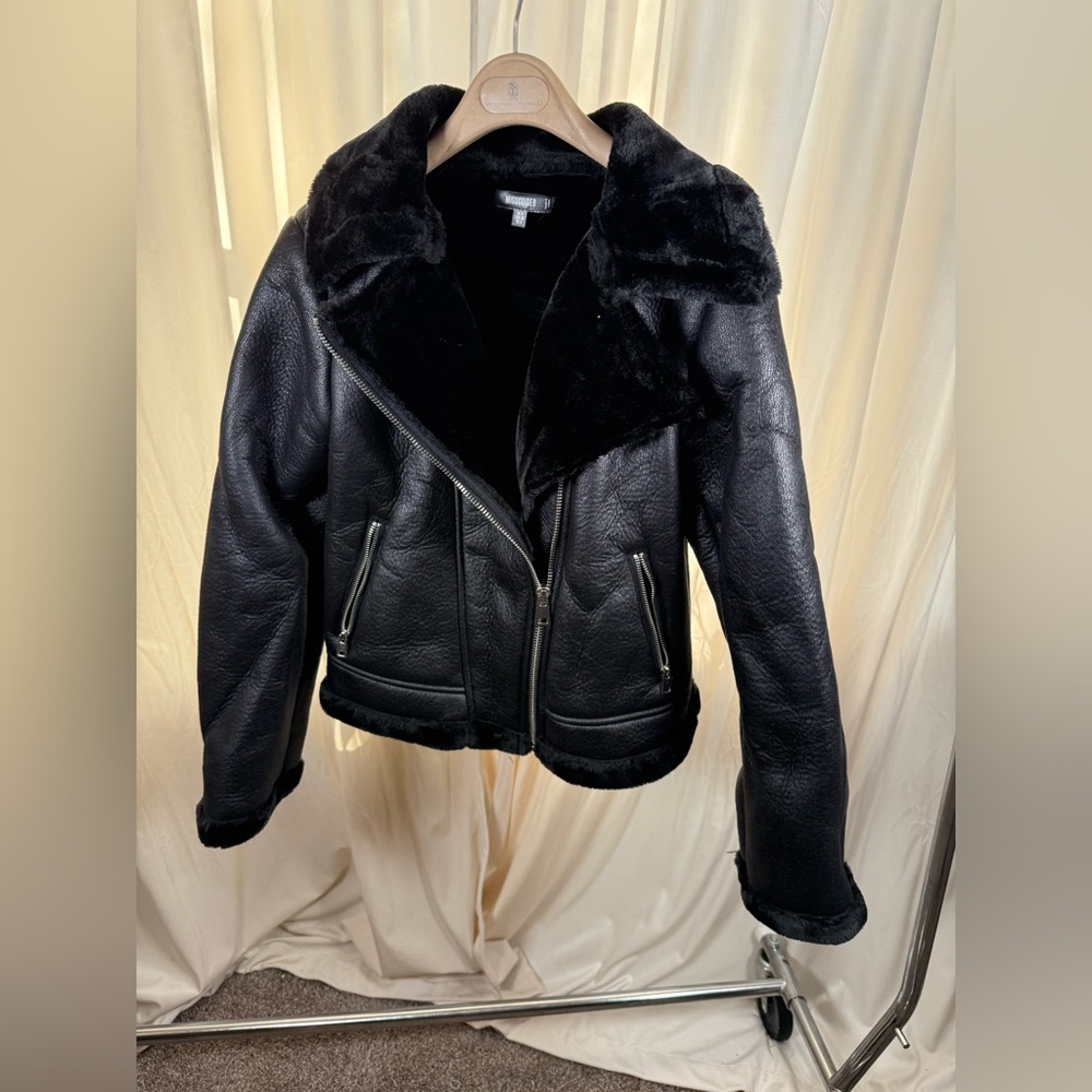 Miss guided faux leather and fur biker jacket